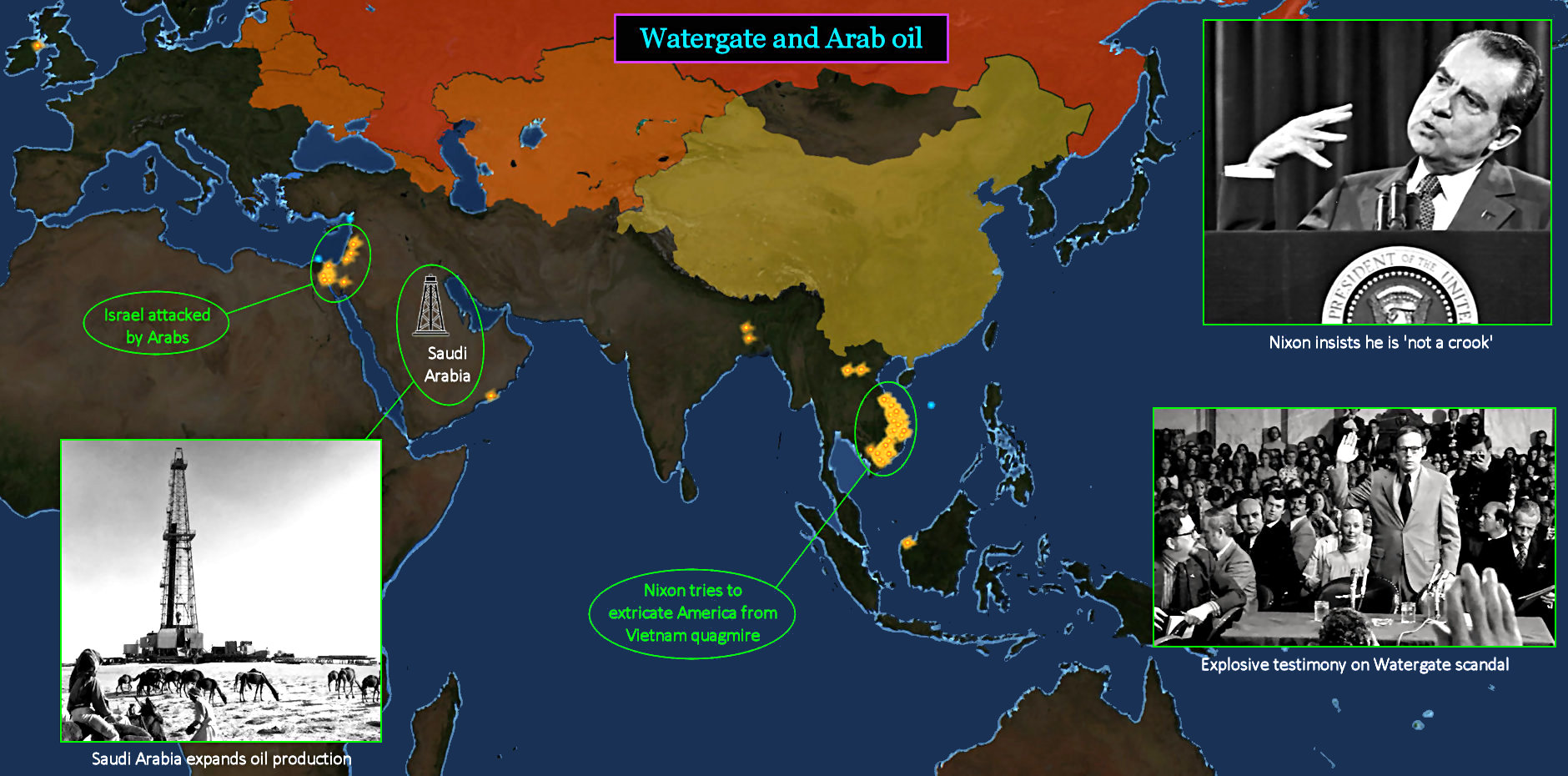 Watergate, Arab oil, 1970s map